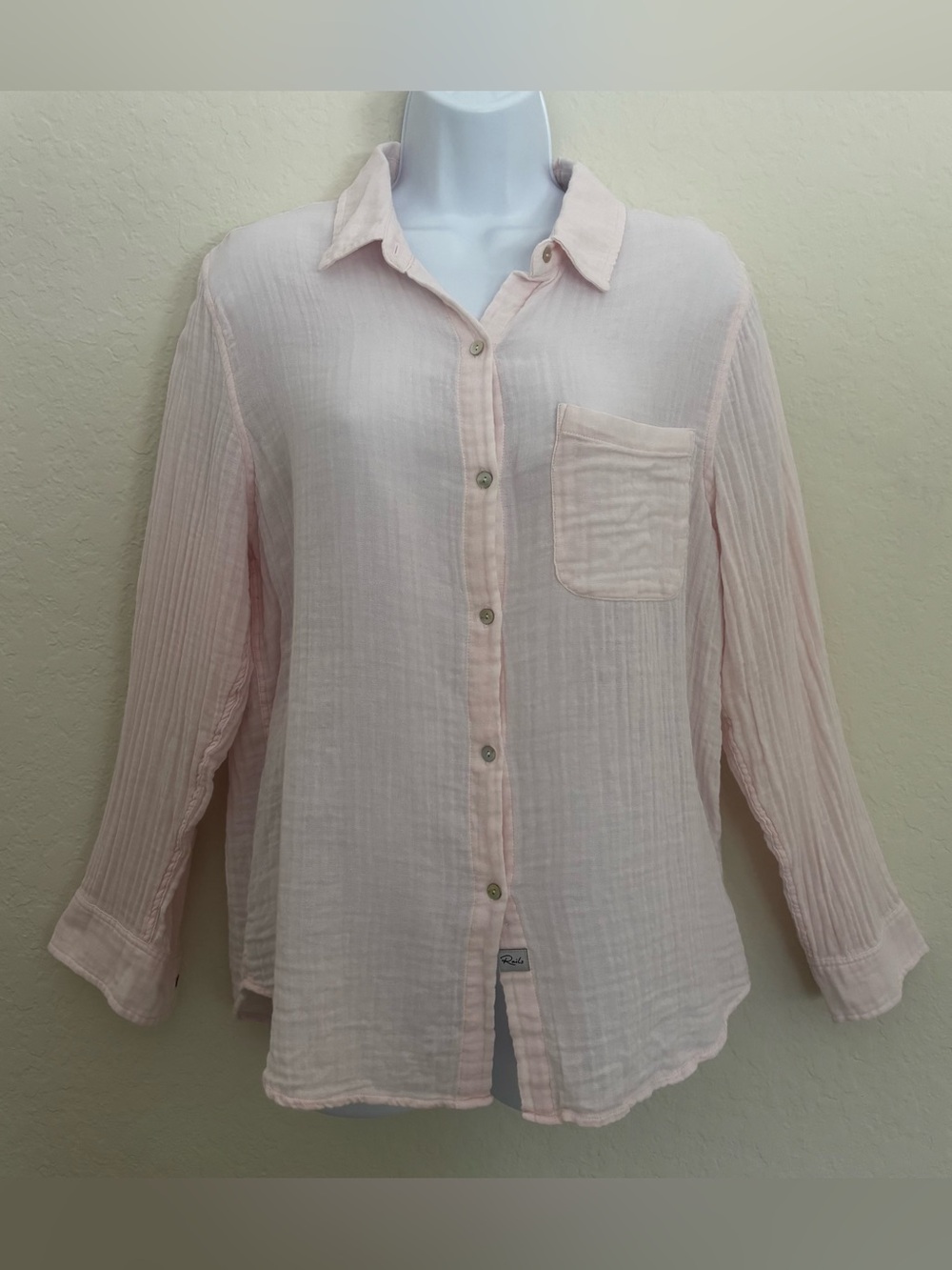 Rails Ellis Organic Cotton Gauze Button Down Shirt Petal Pink Size M
